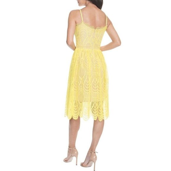 Dress The Population Dress Size S NEW Francesca Embroidered Lace A-Line Yellow - Picture 2 of 8